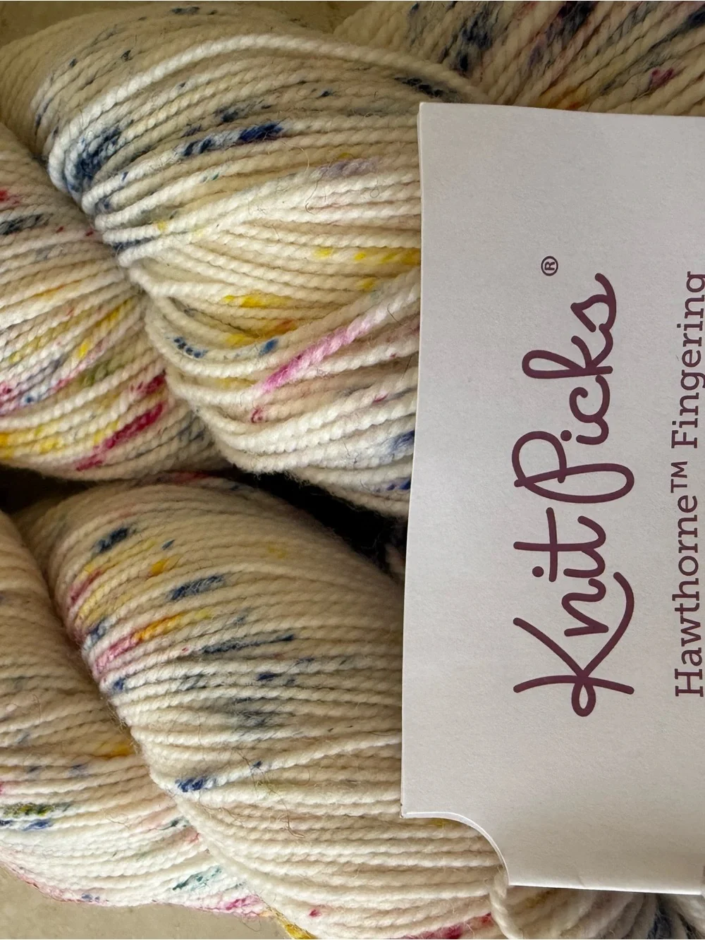 KnitPicks Hawthorne Fingering Confetti Speckle Yarn - Cream